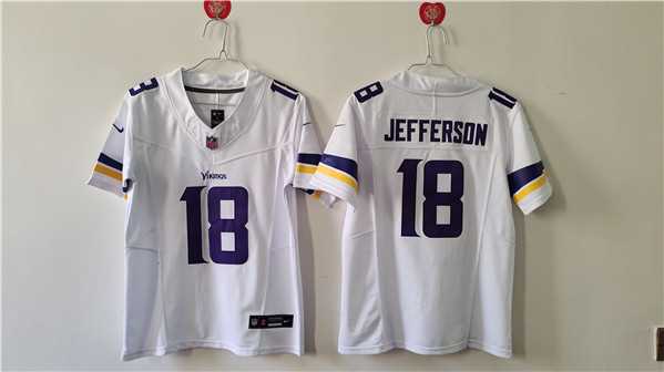 Women%27s Minnesota Vikings #18 Justin Jefferson White F.U.S.E. Vapor Untouchable Limited Football Stitched Jersey(Run Small)->women nfl jersey->Women Jersey